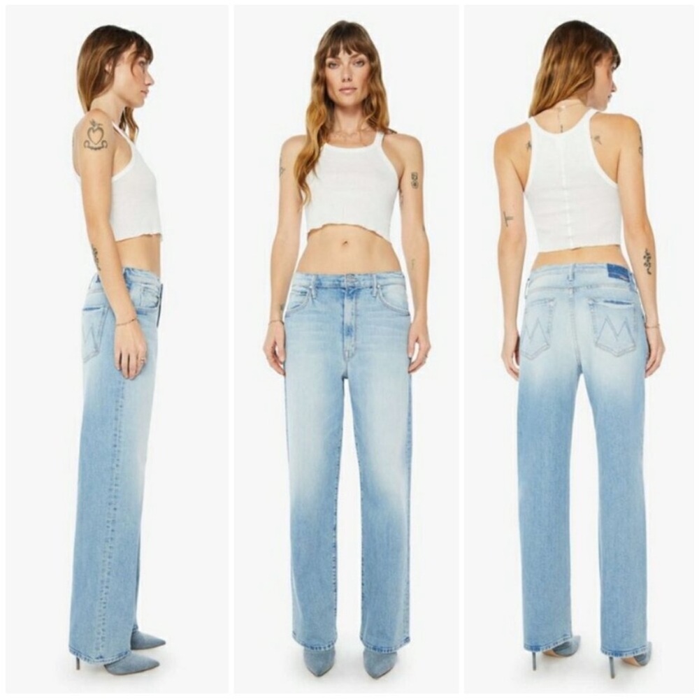 Mother Denim The Spitfire Sneak Highrise Wide Leg Jeans in I Confess